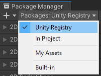 Registre du gestionnaire de packages Unity
