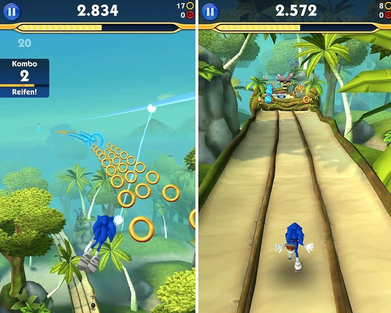 Jeu Sonic Runner sans fin sur Android.