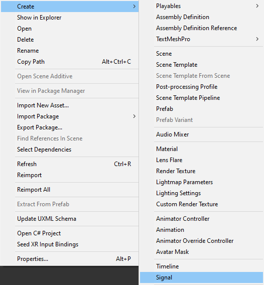 Unity Créer un signal de chronologie